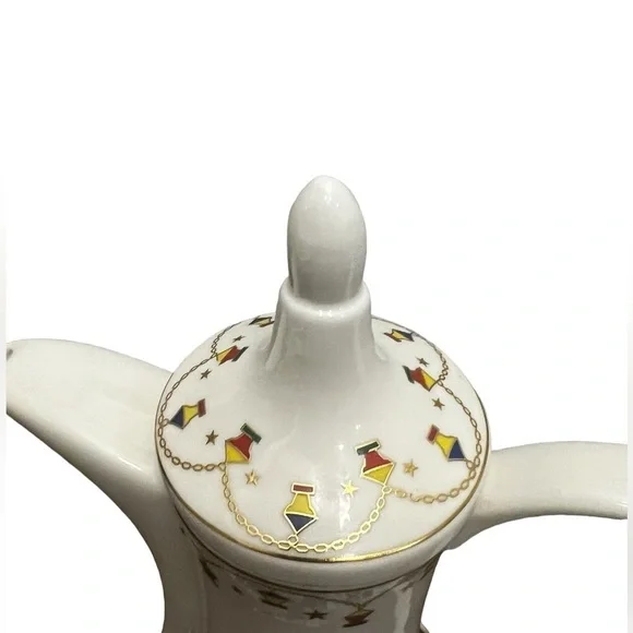 Hand painted with gold lines - teapot with candle warmer - Picture 5 of 5